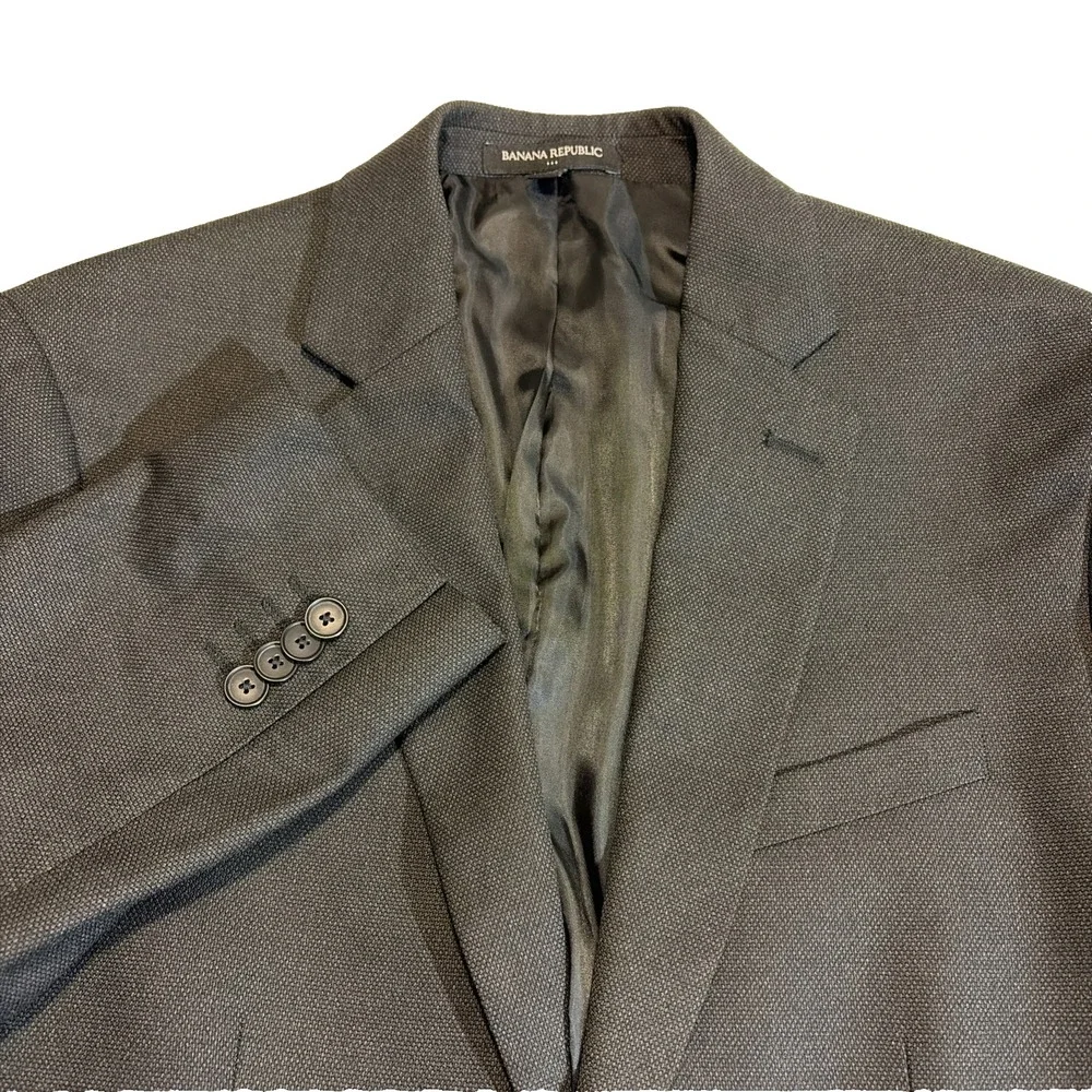 Banana Republic Slim Fit Nailshead Suit Jacket Sport Coat Mens 40S Charcoal Gray